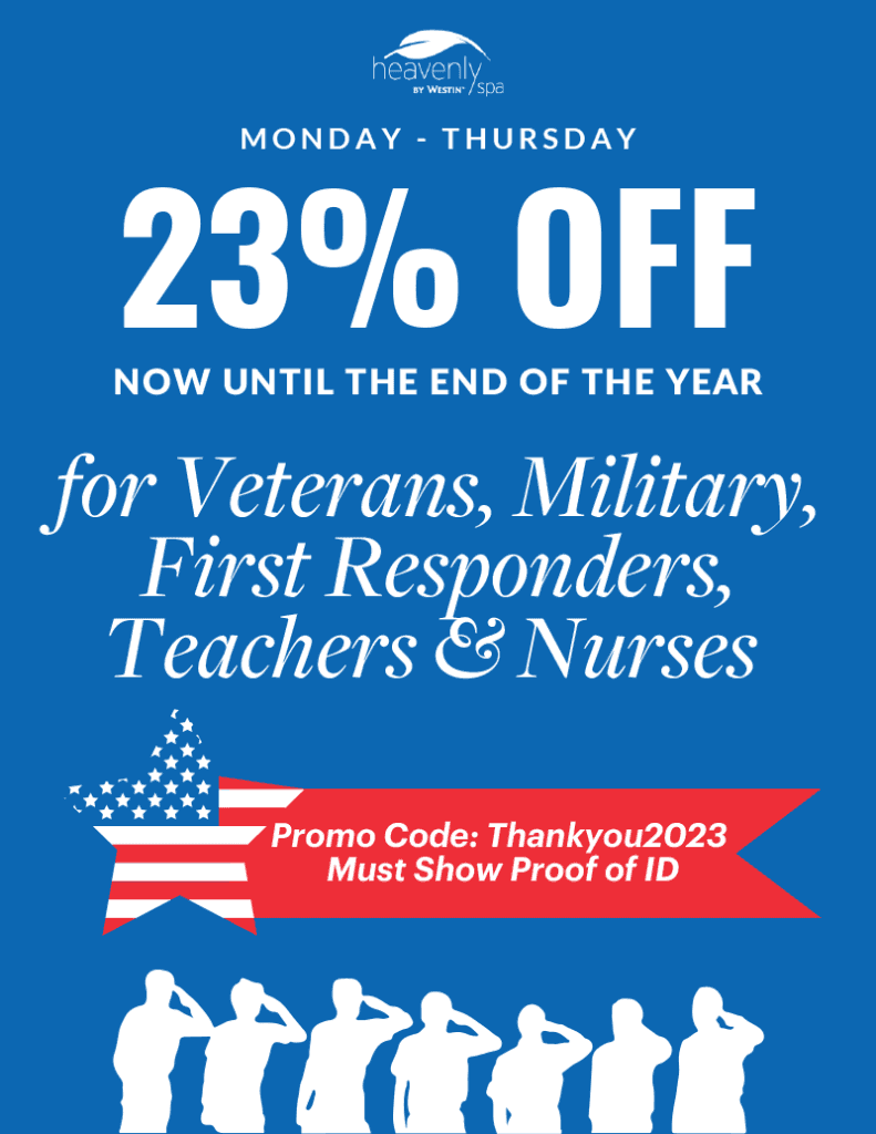 23% off monday to thursday now until the end of the year for veterans, military first responders, teachers, and nurses. Promo code Thankyou2023. Must show proof of ID