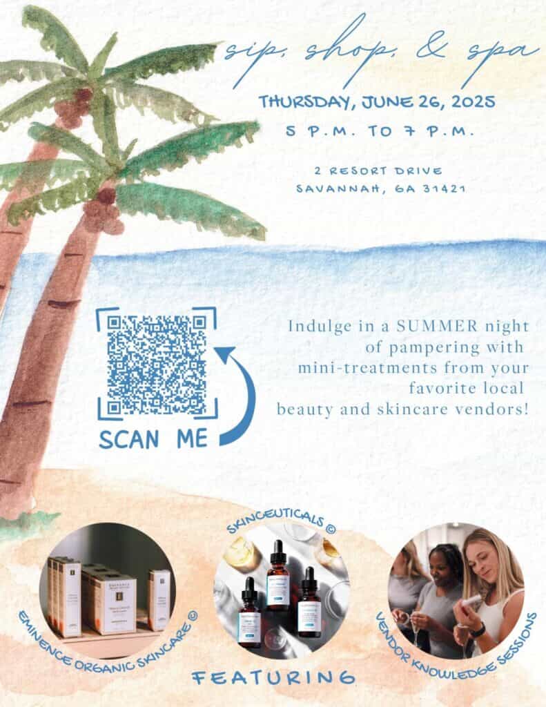 sip, shop, & spa flyer